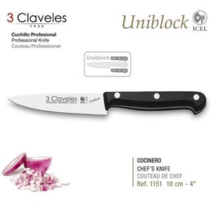Cuchillo 3 Claveles acero inoxidable 10 Cm Uniblock oficio
